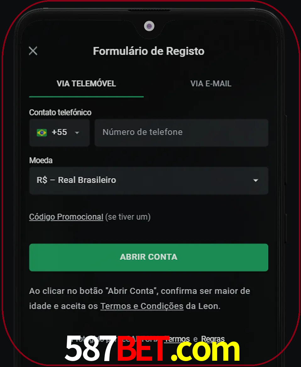 Abra o aplicativo e inicie o processo de registro.